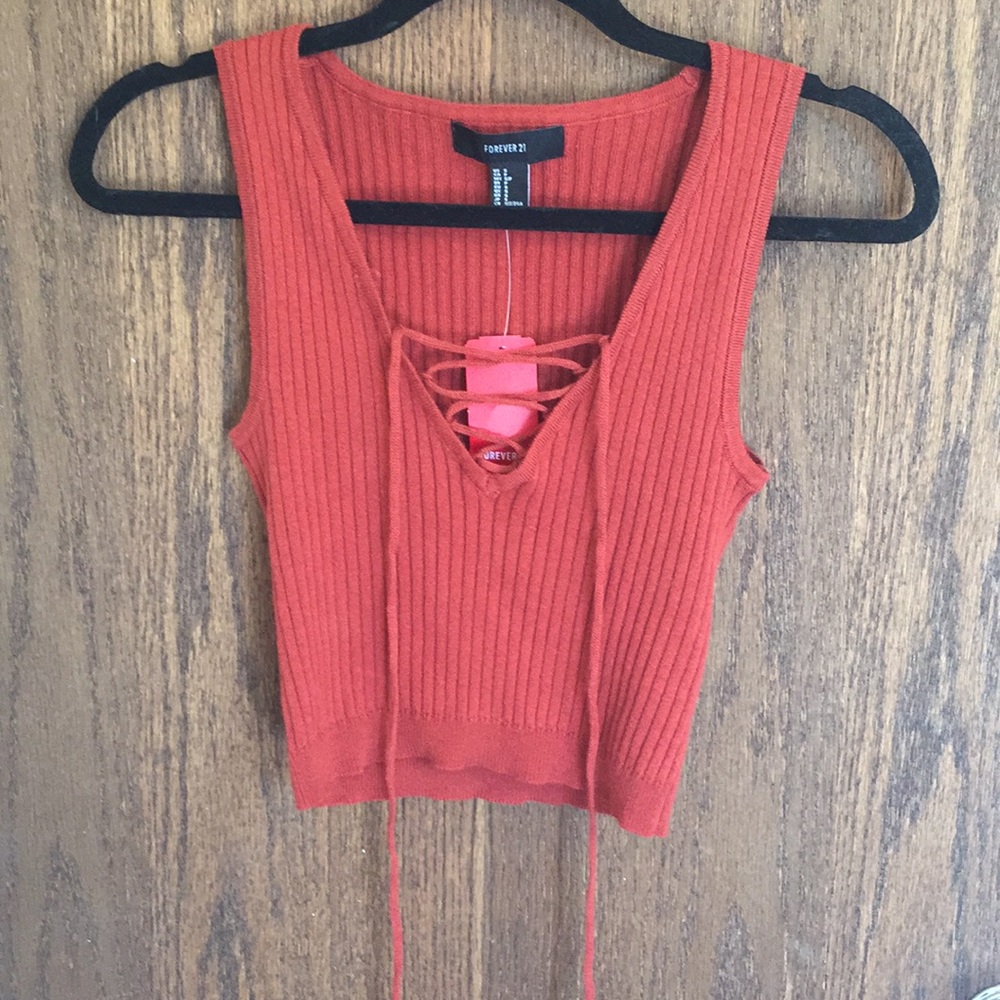 Rust colored sweater crop top